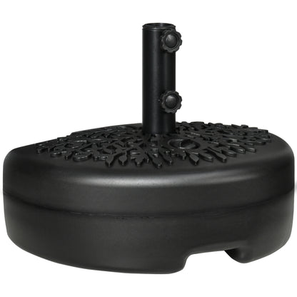 Outsunny Half Round Umbrella Base, Sand or Water Filled Half Patio Umbrella Stand Holder for Lawn, Deck, Backyard and Garden, 40lb Capacity Water or 46lb Capacity Sand, Fit 1.5"or 2" Pole, Black