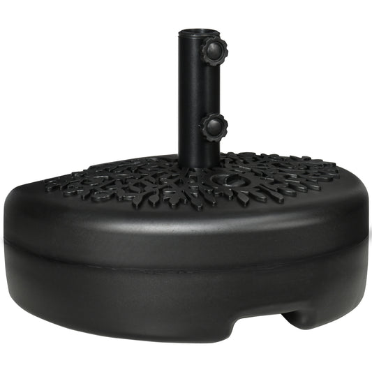 Outsunny Half Round Umbrella Base, Sand or Water Filled Half Patio Umbrella Stand Holder for Lawn, Deck, Backyard and Garden, 40lb Capacity Water or 46lb Capacity Sand, Fit 1.5"or 2" Pole, Black