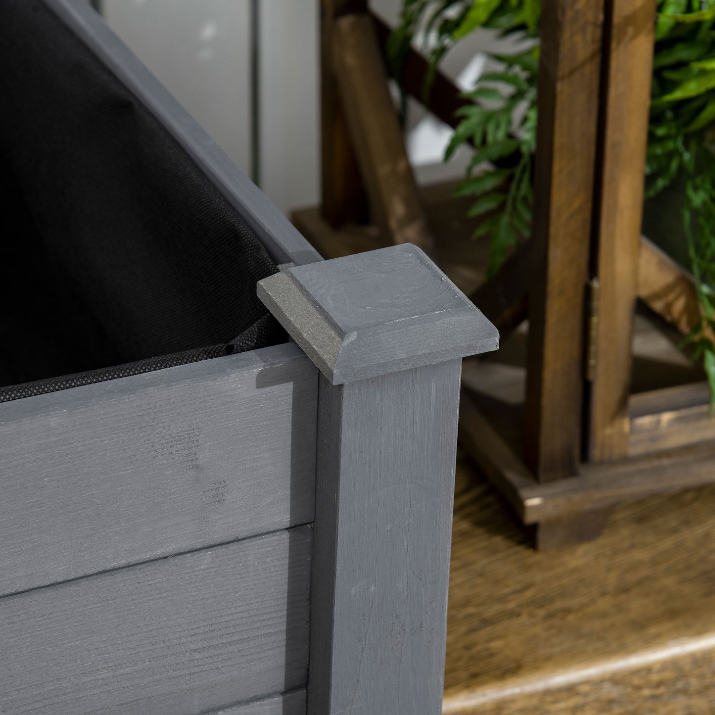 Dark Gray Raised Garden Bed - Wood Planter Box