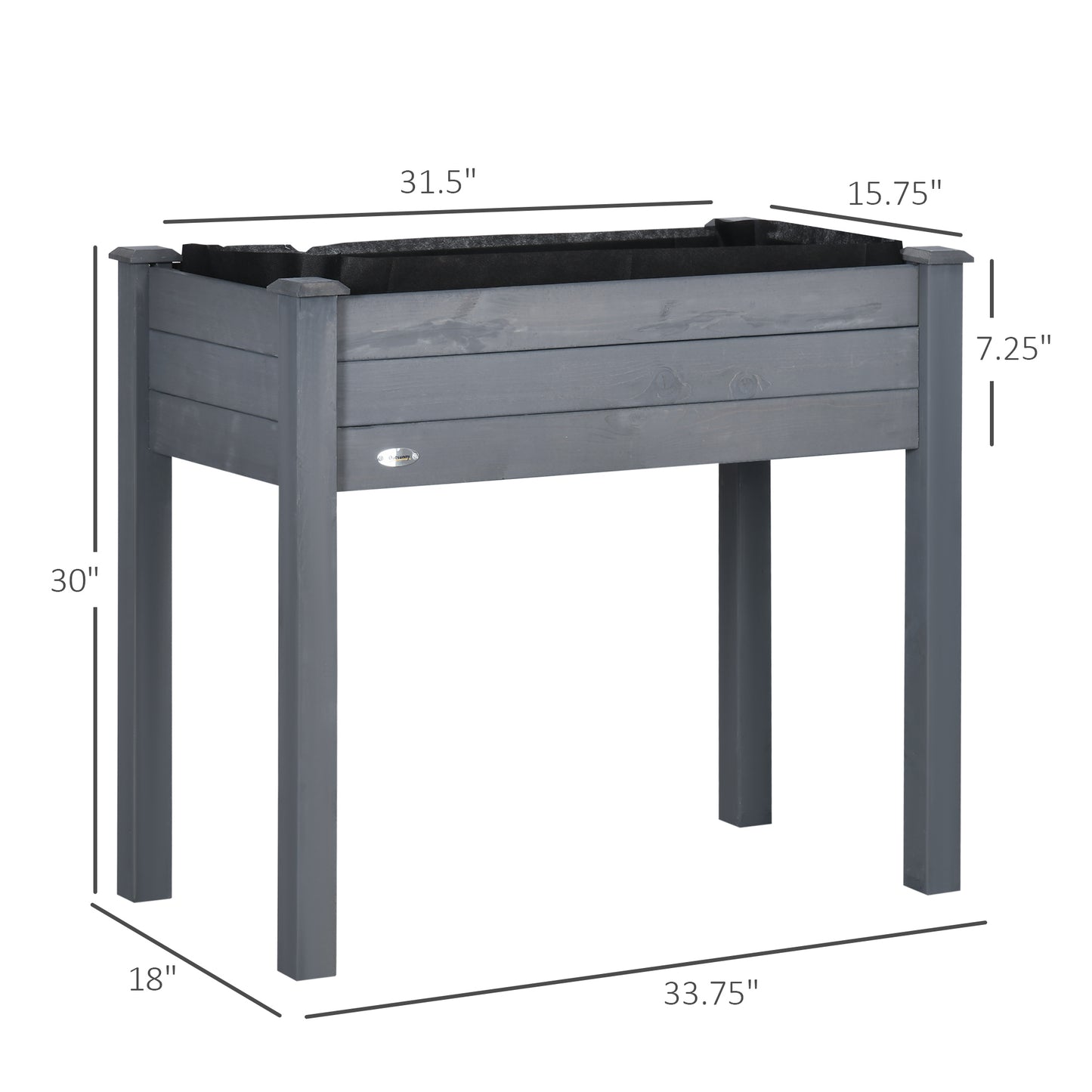 Dark Gray Raised Garden Bed - Wood Planter Box