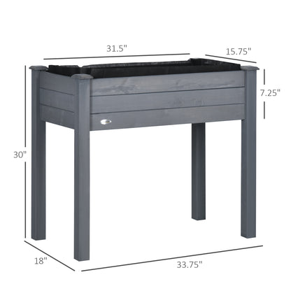 Dark Gray Raised Garden Bed - Wood Planter Box