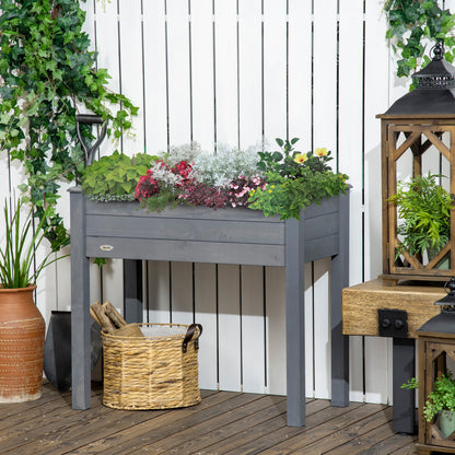 Dark Gray Raised Garden Bed - Wood Planter Box