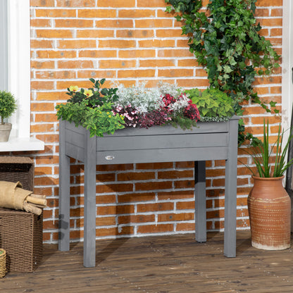 Dark Gray Raised Garden Bed - Wood Planter Box