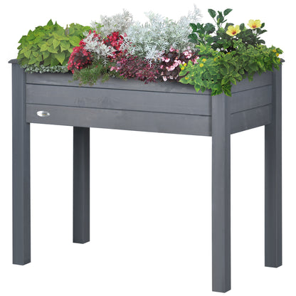 Dark Gray Raised Garden Bed - Wood Planter Box