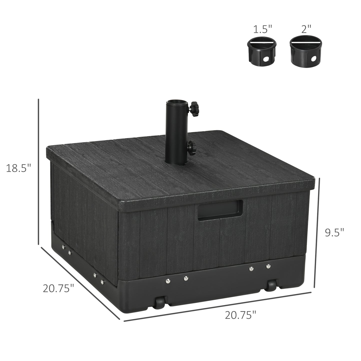 3-in-1 Outdoor Umbrella Base Table - Black
