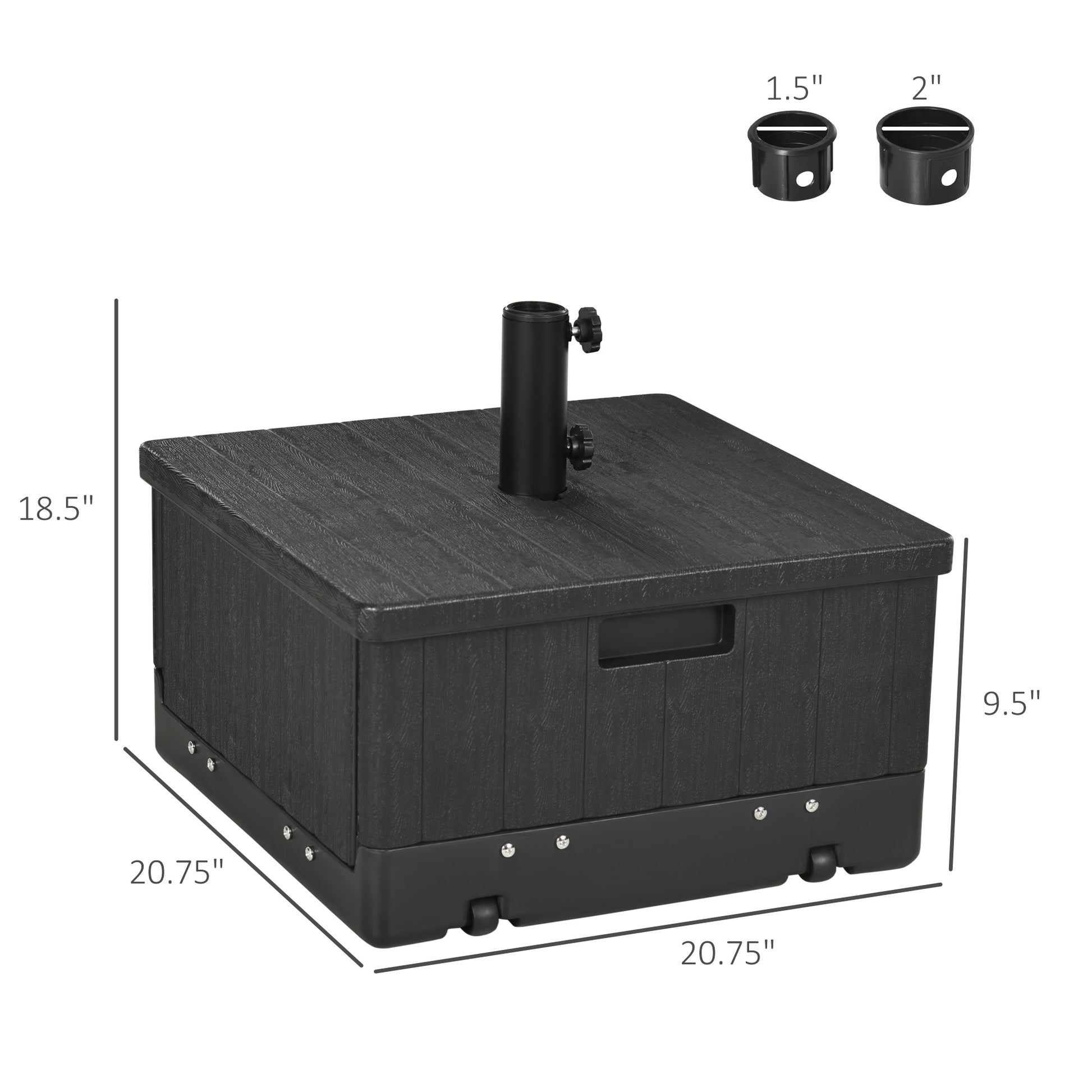 3-in-1 Outdoor Umbrella Base Table - Black