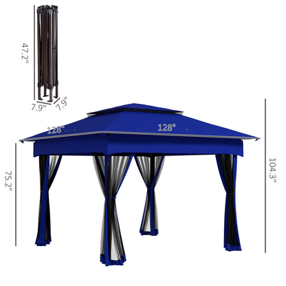 Blue Metal Pop Up Patio Gazebo for Garden or Poolside Shade