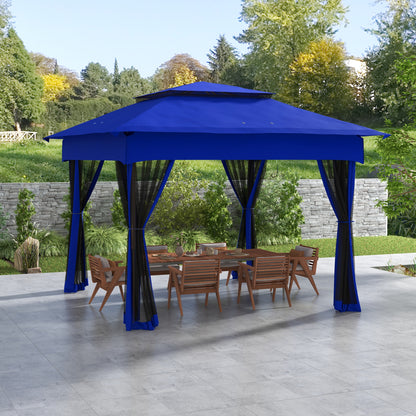 Blue Metal Pop Up Patio Gazebo for Garden or Poolside Shade
