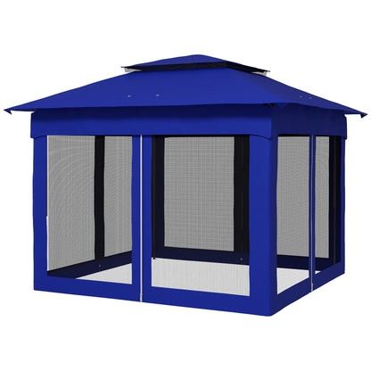 Blue Metal Pop Up Patio Gazebo for Garden or Poolside Shade