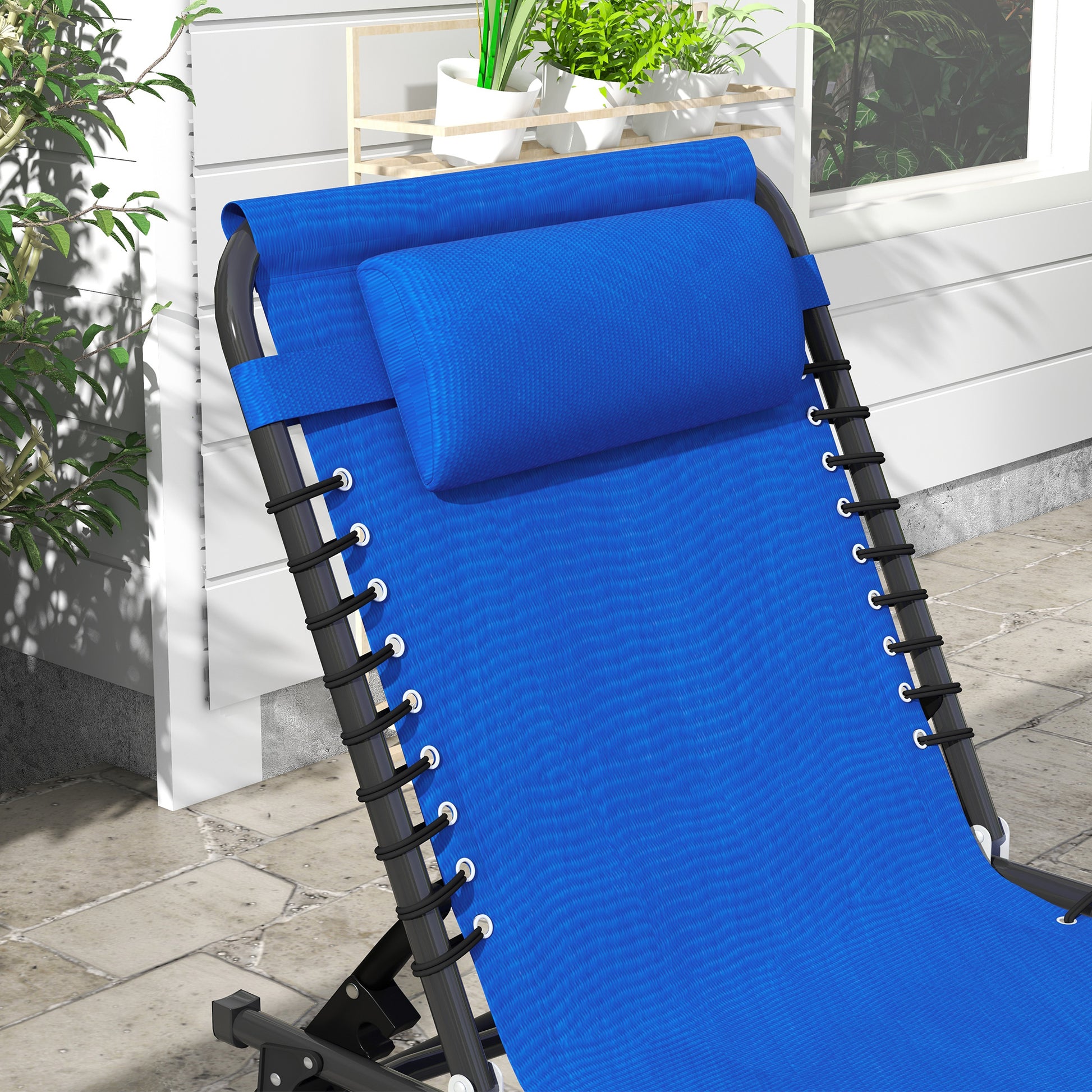 Light Blue Steel Chaise Lounge for Poolside or Garden Relaxation