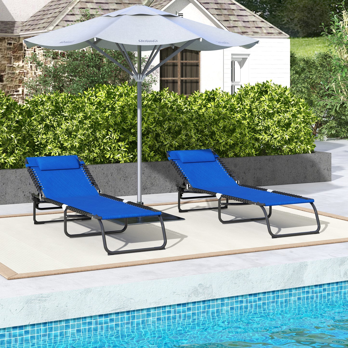 Light Blue Steel Chaise Lounge for Poolside or Garden Relaxation