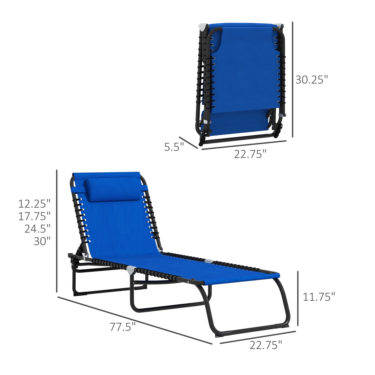 Light Blue Steel Chaise Lounge for Poolside or Garden Relaxation