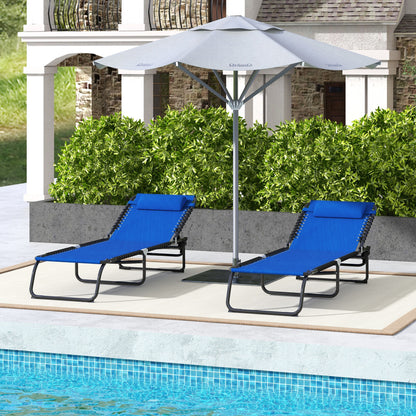 Light Blue Steel Chaise Lounge for Poolside or Garden Relaxation