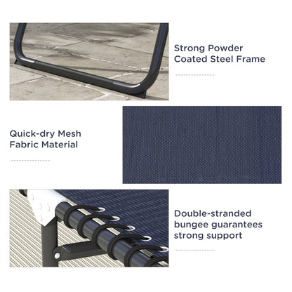 Blue Steel Folding Chaise Lounge - Outdoor Patio Sun Chair