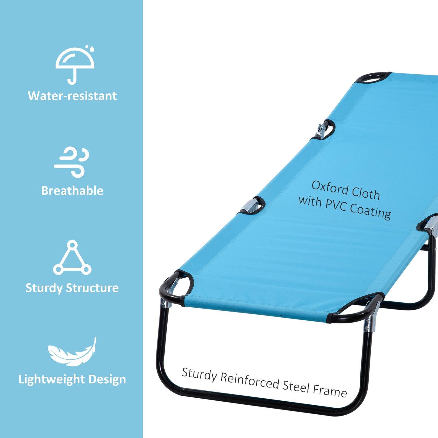 Blue Steel Outdoor Lounge Chair for Poolside Relaxation and Patio Use