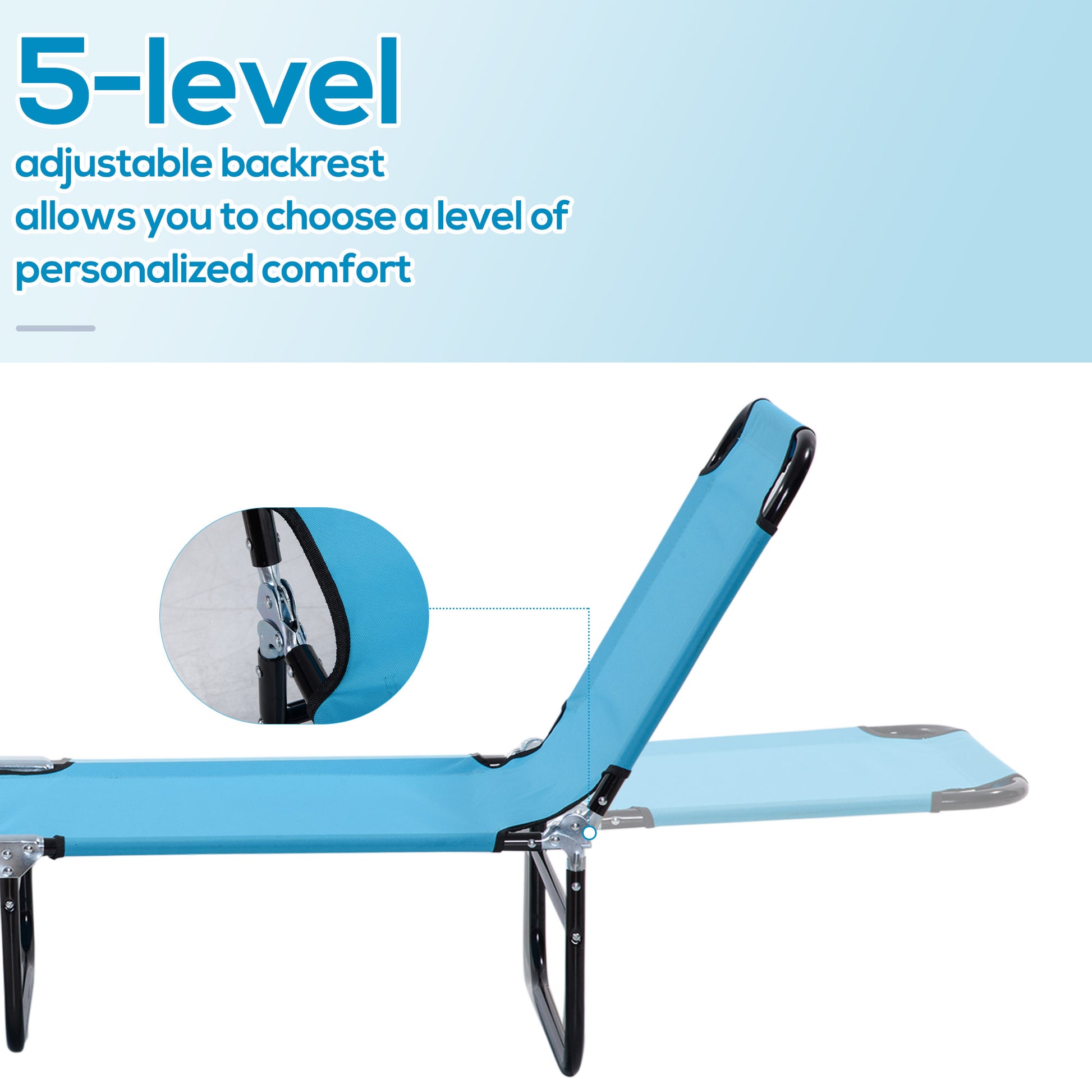 Blue Steel Outdoor Lounge Chair for Poolside Relaxation and Patio Use
