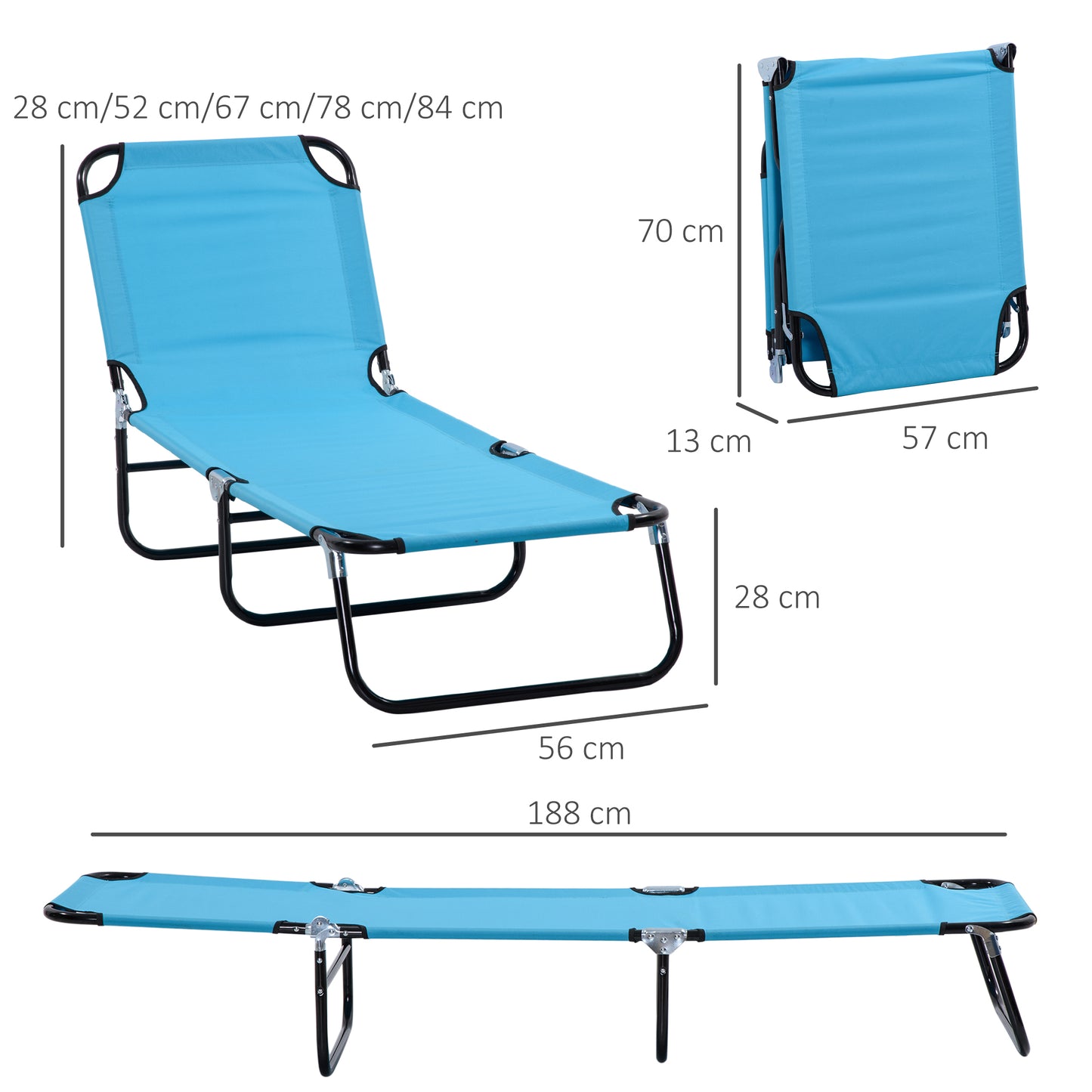 Blue Steel Outdoor Lounge Chair for Poolside Relaxation and Patio Use