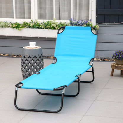 Blue Steel Outdoor Lounge Chair for Poolside Relaxation and Patio Use
