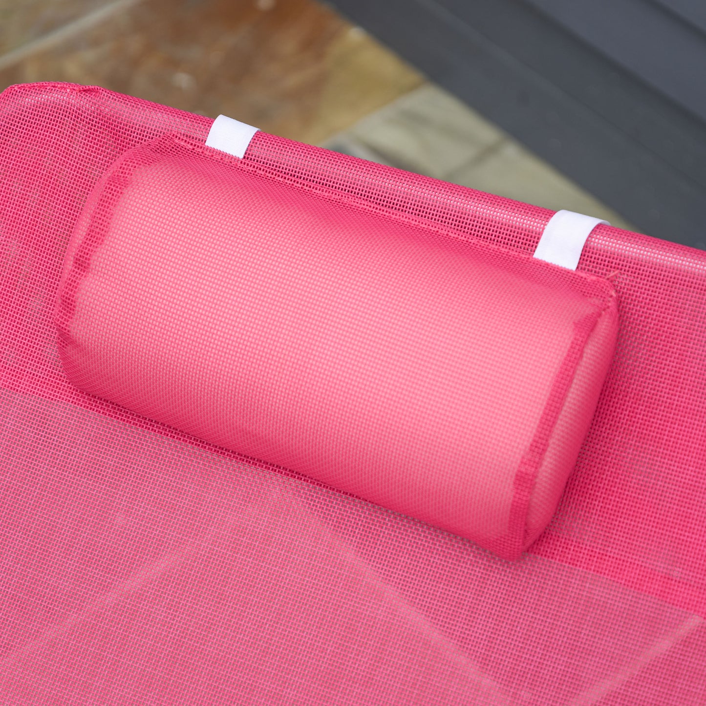 Pink Steel Folding Chaise Lounge Chair - Outdoor Pool Sun Chair
