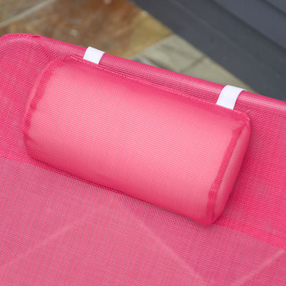 Pink Steel Folding Chaise Lounge Chair - Outdoor Pool Sun Chair