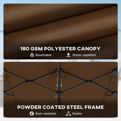 14.8ft Coffee Polyester Solar Umbrella - Outdoor Garden Shade