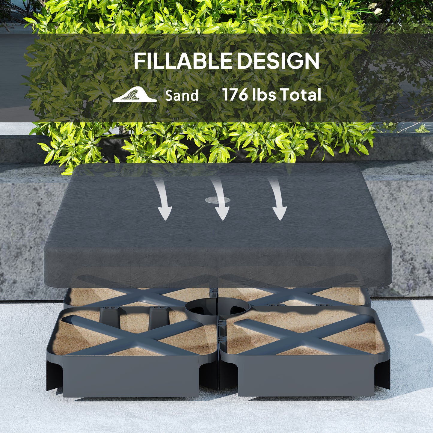 Heavy Duty Outdoor Umbrella Base Weights - 4 Piece Set, Weather-Resistant Cover for