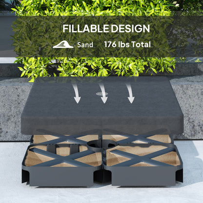 Heavy Duty Outdoor Umbrella Base Weights - 4 Piece Set, Weather-Resistant Cover for
