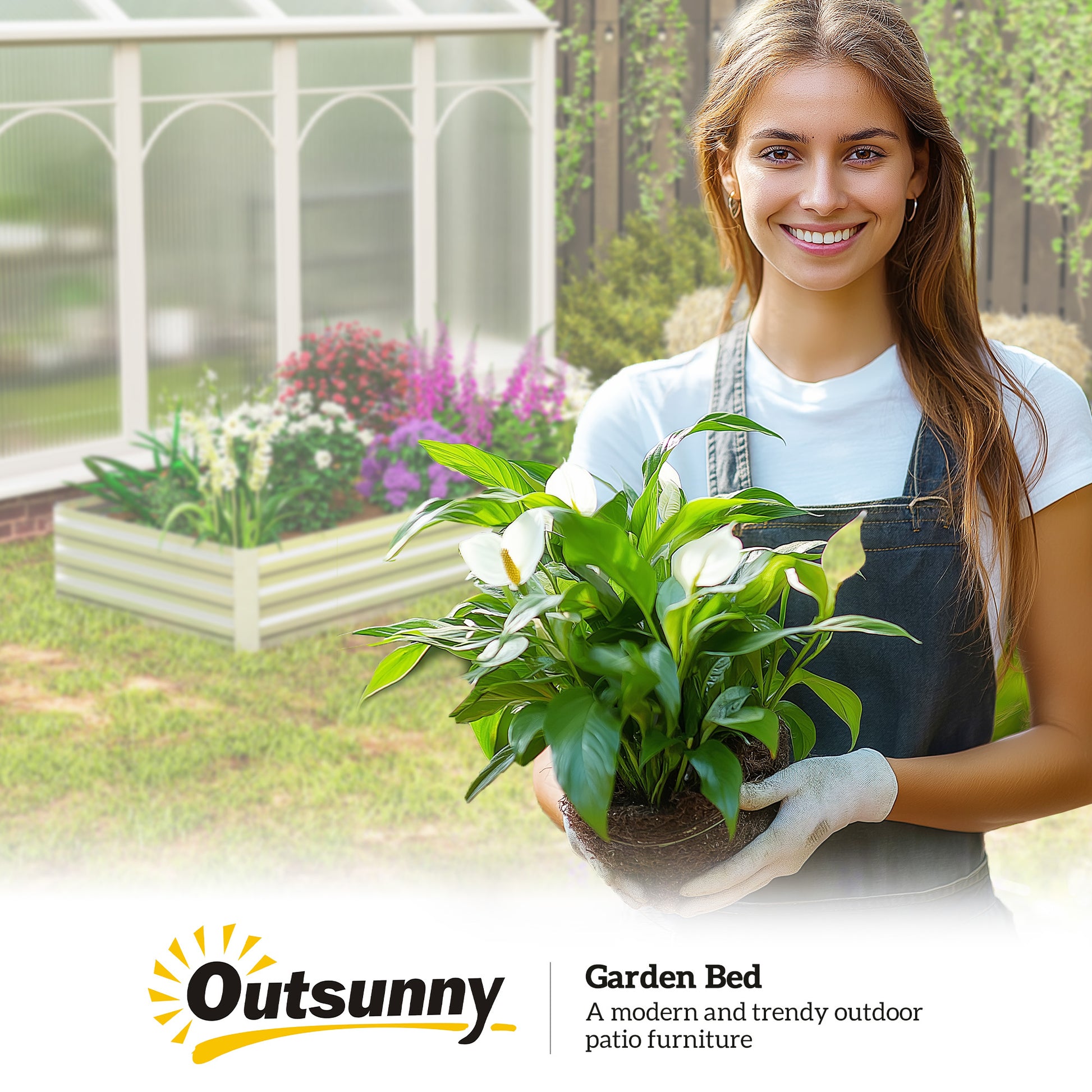 Silver Steel Raised Garden Bed for Outdoor Gardening and Patio Use