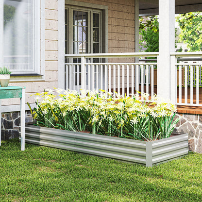 Silver Steel Raised Garden Bed for Outdoor Gardening and Patio Use