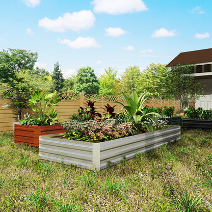 Silver Steel Raised Garden Bed for Outdoor Gardening and Patio Use