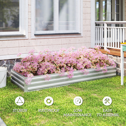 Silver Steel Raised Garden Bed for Outdoor Gardening and Patio Use
