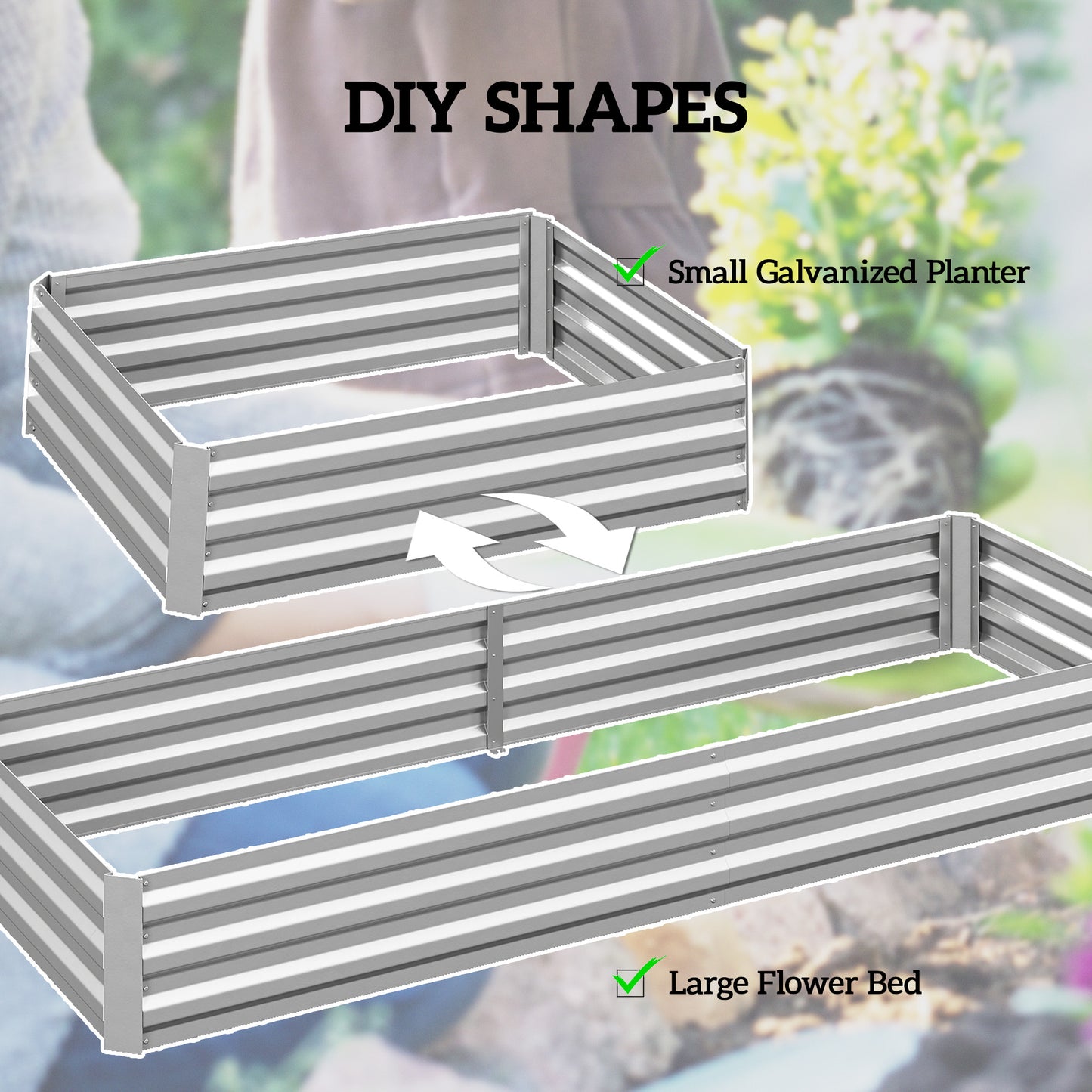 Silver Steel Raised Garden Bed for Outdoor Gardening and Patio Use