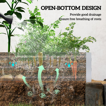 Silver Steel Raised Garden Bed for Outdoor Gardening and Patio Use