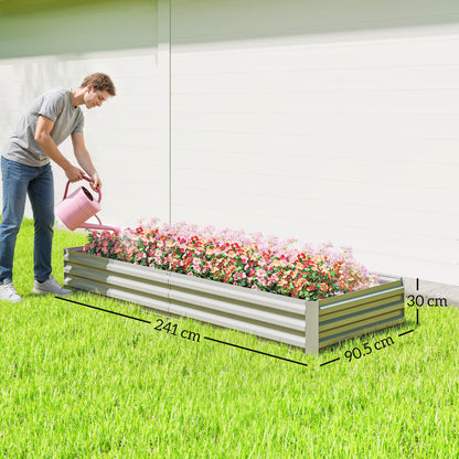 Silver Steel Raised Garden Bed for Outdoor Gardening and Patio Use