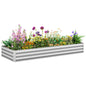 Outsunny 95" x 36" x 12" Galvanized Raised Garden Bed, Metal Elevated Planter Box, Easy DIY and Cleaning for Growing Flowers, Herbs, Silver