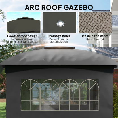 Dark Grey Steel Outdoor Gazebo for Garden Patio Poolside Shade
