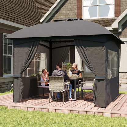 Dark Grey Steel Outdoor Gazebo for Garden Patio Poolside Shade