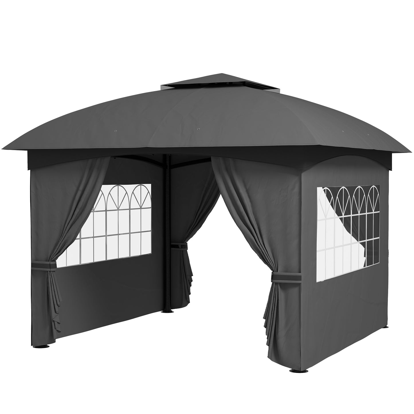 Dark Grey Steel Outdoor Gazebo for Garden Patio Poolside Shade