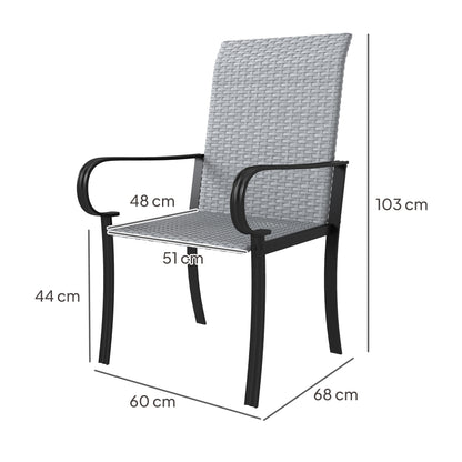 Gray Rattan Patio Dining Chairs - 4 Piece Set