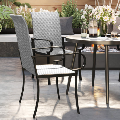 Gray Rattan Patio Dining Chairs - 4 Piece Set