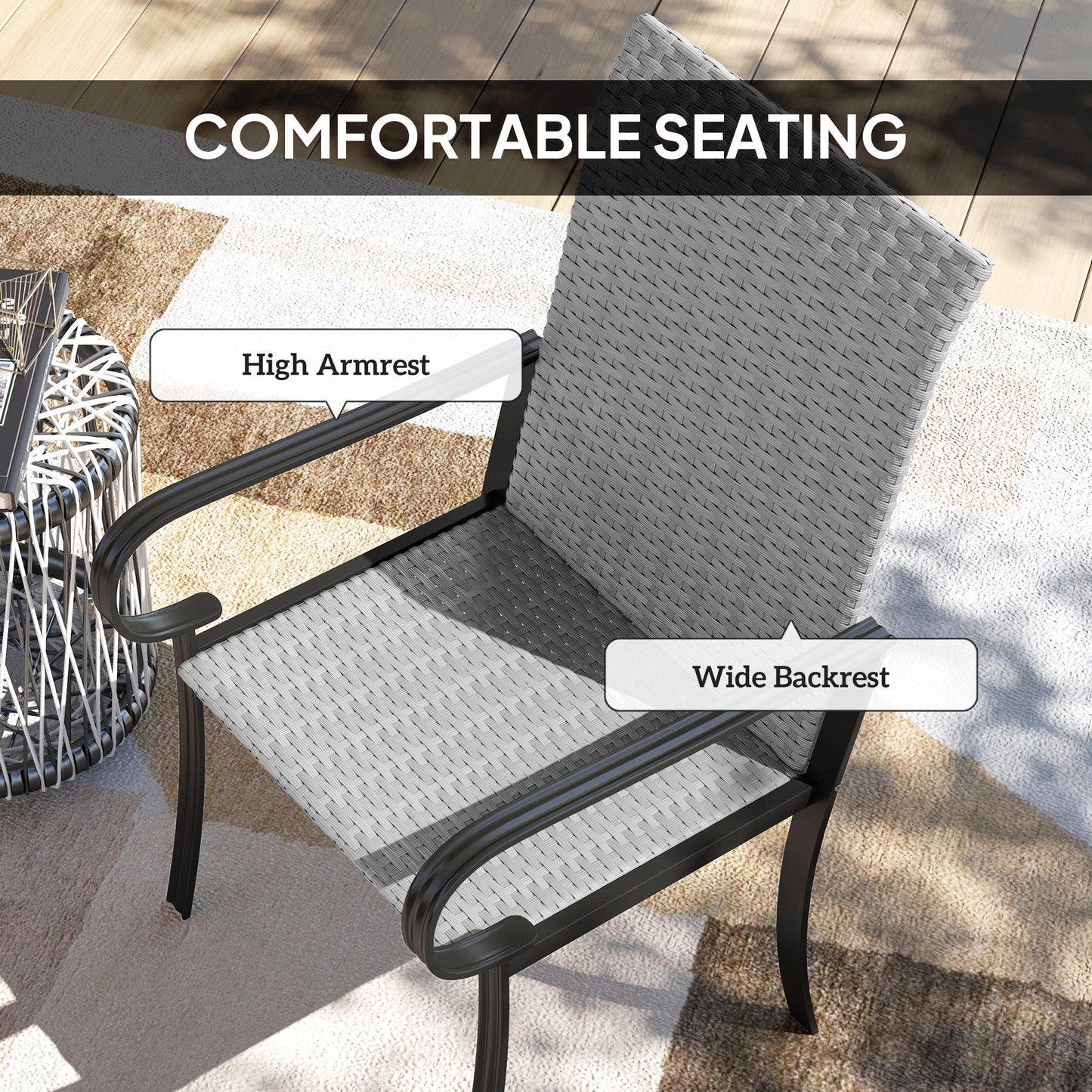 Gray Rattan Patio Dining Chairs - 4 Piece Set