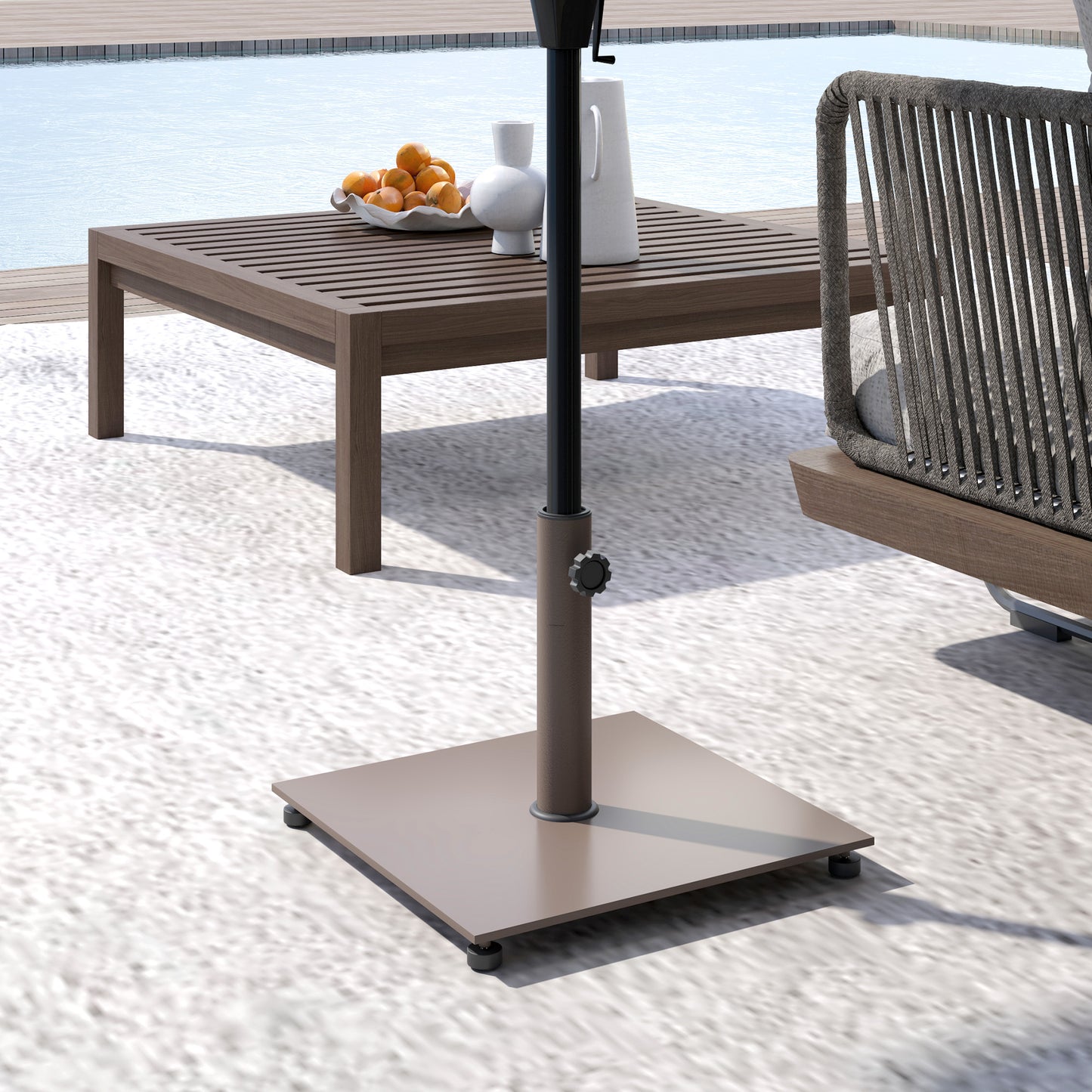 Brown Metal Patio Umbrella Base - 29 lbs