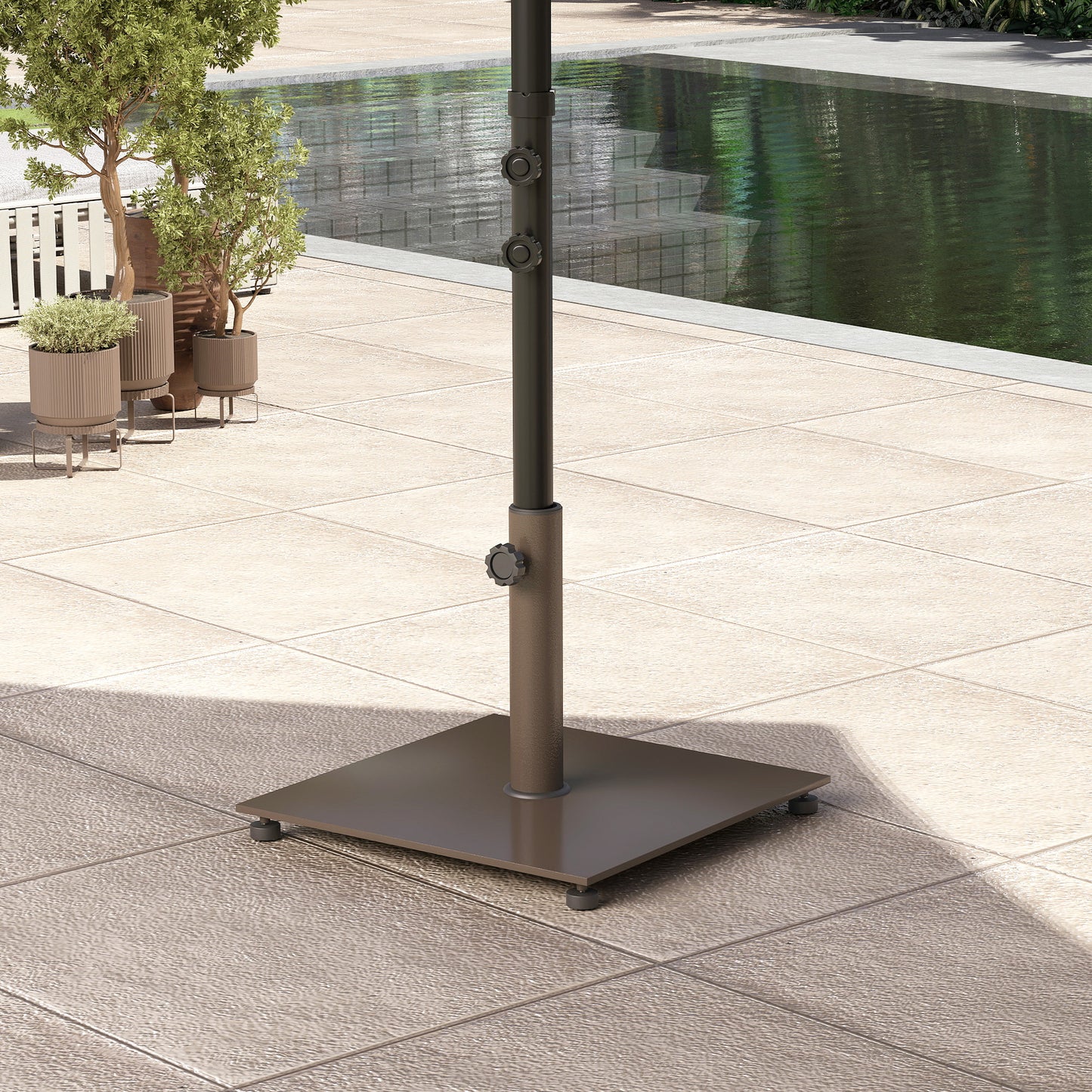 Brown Metal Patio Umbrella Base - 29 lbs