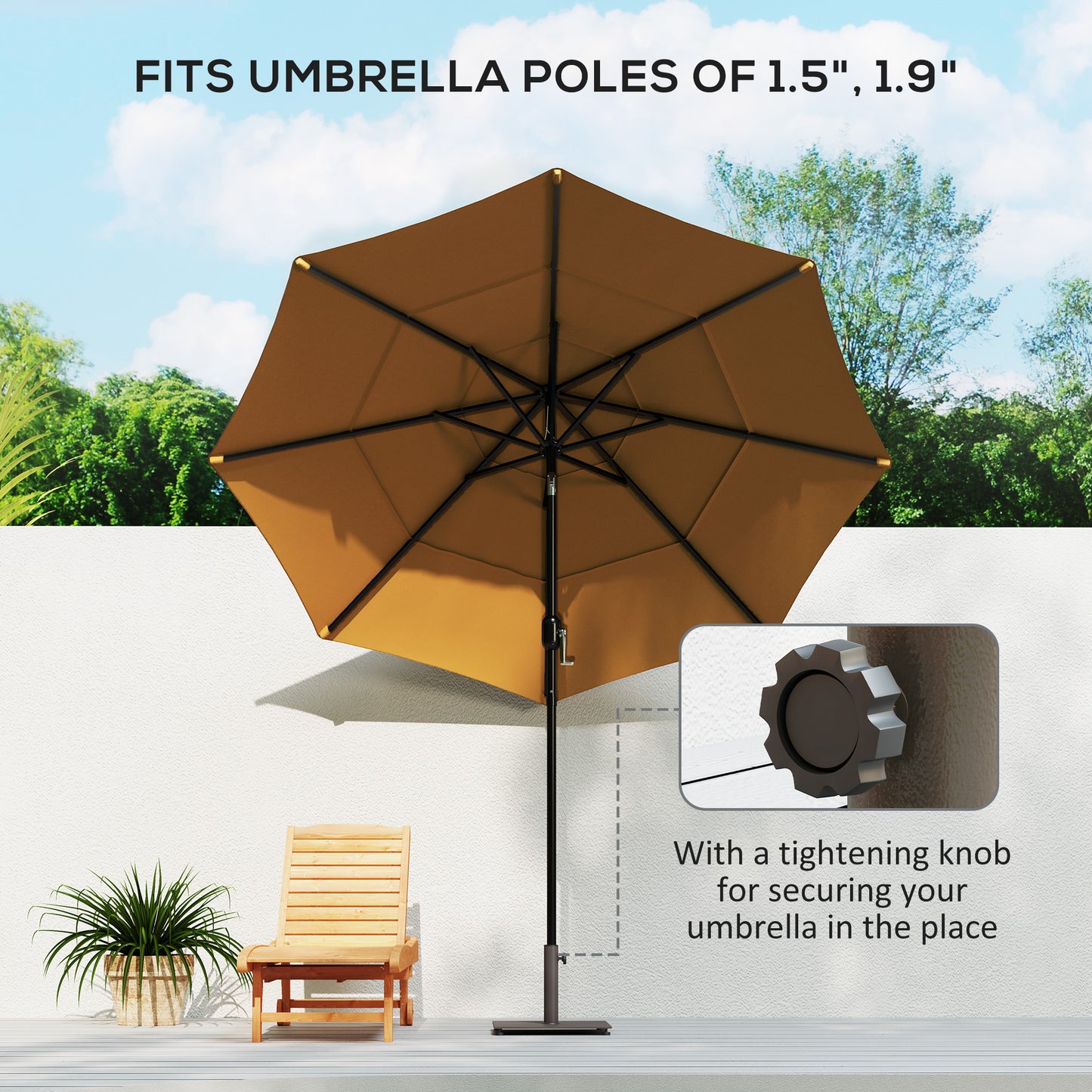 Brown Metal Patio Umbrella Base - 29 lbs
