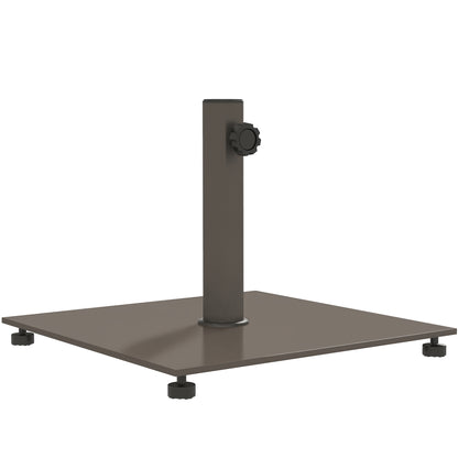 Outsunny Square Patio Umbrella Base, 29 lbs Metal Umbrella Stand Base with Adjustable Pads, Patio Umbrella Holder for 1.5"/1.9" Poles, Brown