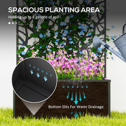 Black Metal Raised Garden Bed with Privacy Panel for Garden Patio