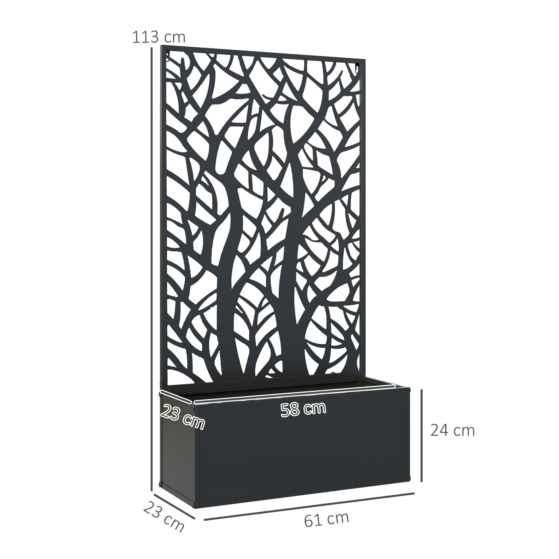 Black Metal Raised Garden Bed with Privacy Panel for Garden Patio