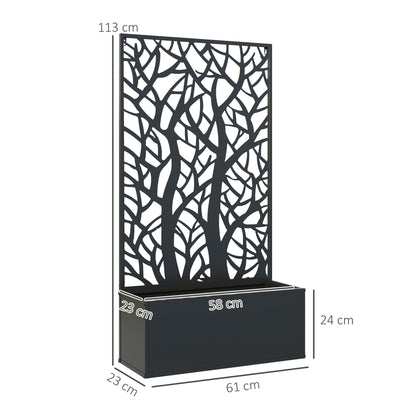 Black Metal Raised Garden Bed with Privacy Panel for Garden Patio