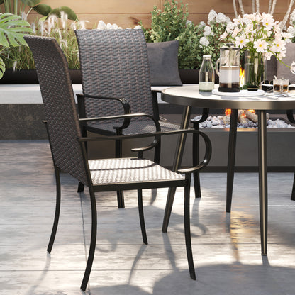 Rattan Outdoor Dining Chairs Set for Garden and Patio Relaxation