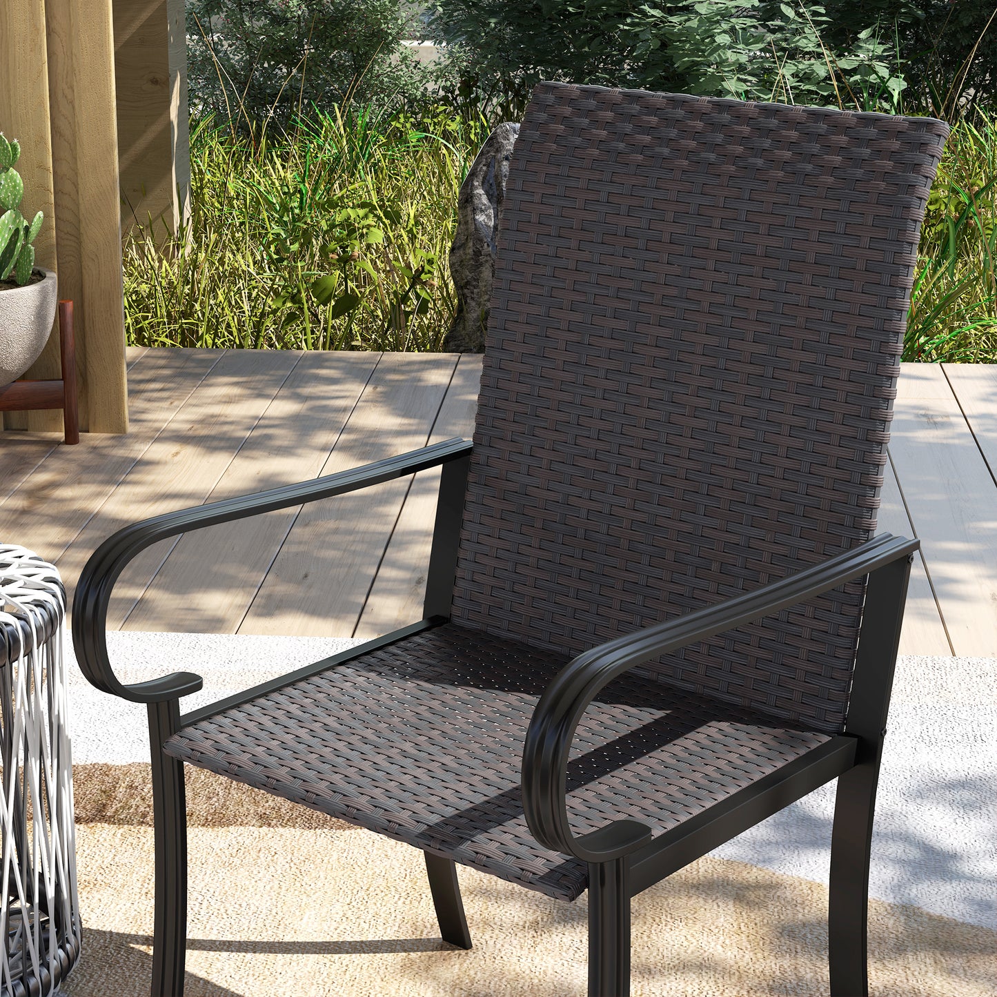 Rattan Outdoor Dining Chairs Set for Garden and Patio Relaxation
